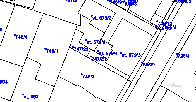 Parcela st. 579/4 v KÚ Český Brod, Katastrální mapa