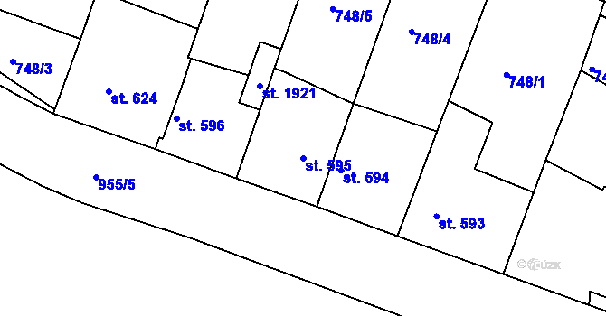 Parcela st. 595 v KÚ Český Brod, Katastrální mapa
