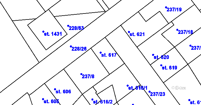 Parcela st. 617 v KÚ Český Brod, Katastrální mapa