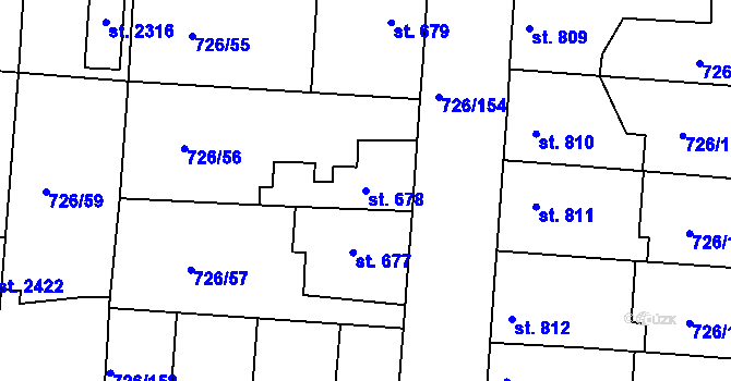 Parcela st. 678 v KÚ Český Brod, Katastrální mapa