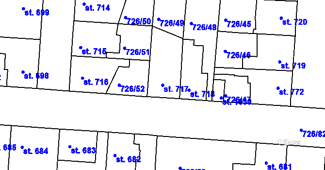 Parcela st. 717 v KÚ Český Brod, Katastrální mapa