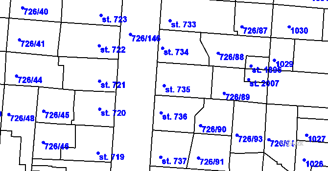 Parcela st. 735 v KÚ Český Brod, Katastrální mapa