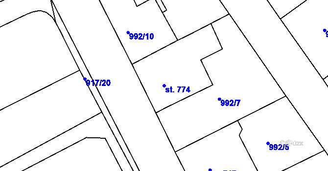 Parcela st. 774 v KÚ Český Brod, Katastrální mapa