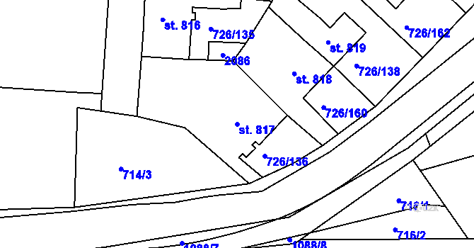 Parcela st. 817 v KÚ Český Brod, Katastrální mapa