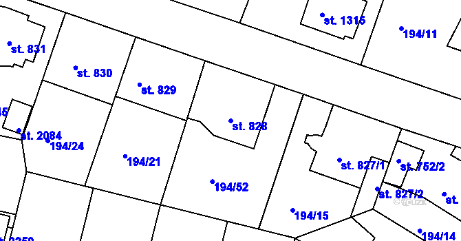 Parcela st. 828 v KÚ Český Brod, Katastrální mapa