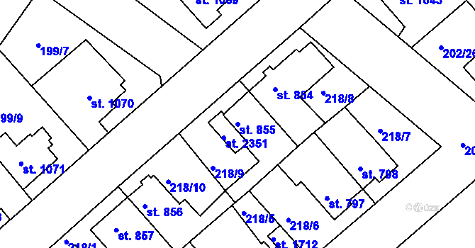 Parcela st. 855 v KÚ Český Brod, Katastrální mapa