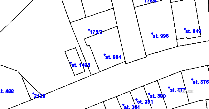 Parcela st. 994 v KÚ Český Brod, Katastrální mapa