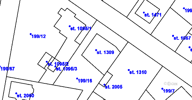 Parcela st. 1309 v KÚ Český Brod, Katastrální mapa