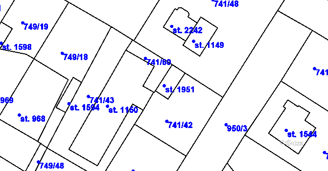 Parcela st. 1951 v KÚ Český Brod, Katastrální mapa