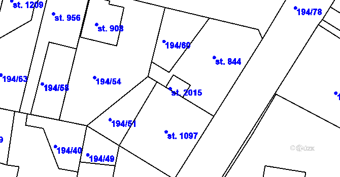 Parcela st. 2015 v KÚ Český Brod, Katastrální mapa