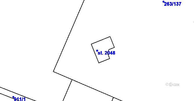 Parcela st. 2048 v KÚ Český Brod, Katastrální mapa