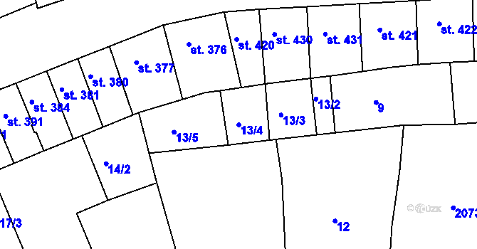 Parcela st. 13/4 v KÚ Český Brod, Katastrální mapa