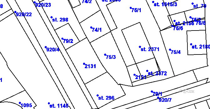 Parcela st. 75/3 v KÚ Český Brod, Katastrální mapa