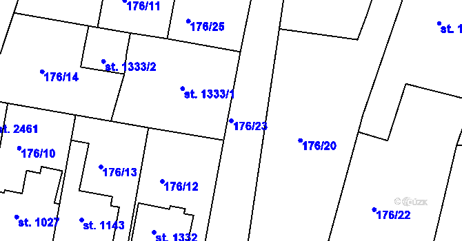Parcela st. 176/23 v KÚ Český Brod, Katastrální mapa