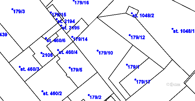 Parcela st. 179/10 v KÚ Český Brod, Katastrální mapa