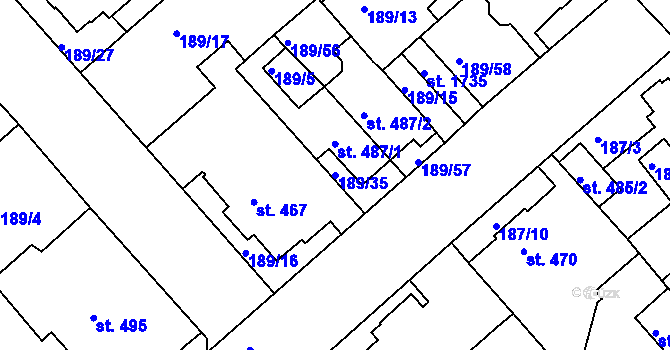 Parcela st. 189/35 v KÚ Český Brod, Katastrální mapa