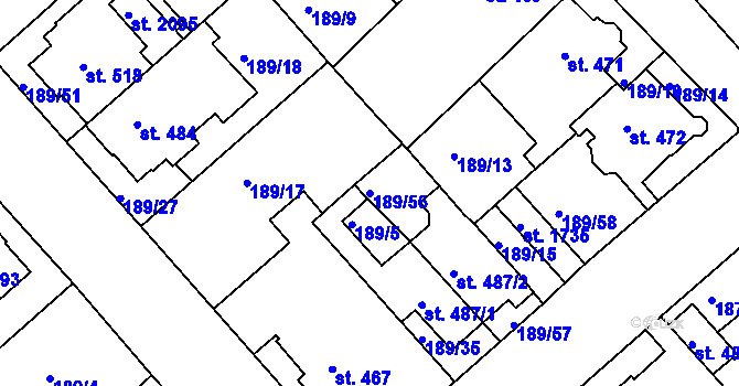 Parcela st. 189/56 v KÚ Český Brod, Katastrální mapa