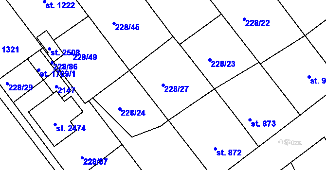 Parcela st. 228/27 v KÚ Český Brod, Katastrální mapa