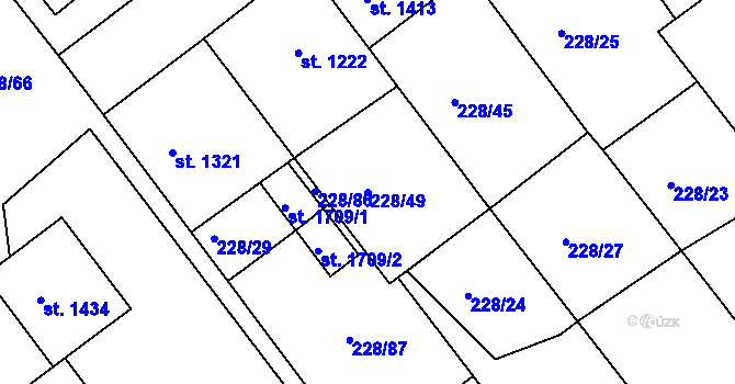 Parcela st. 228/49 v KÚ Český Brod, Katastrální mapa