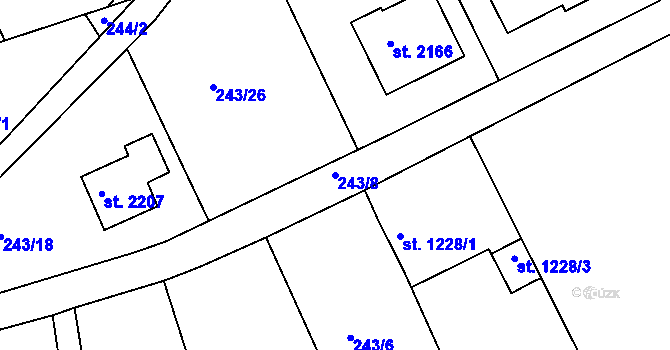 Parcela st. 243/8 v KÚ Český Brod, Katastrální mapa