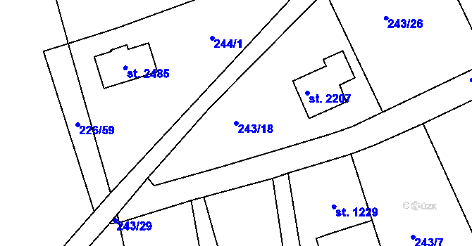 Parcela st. 243/18 v KÚ Český Brod, Katastrální mapa