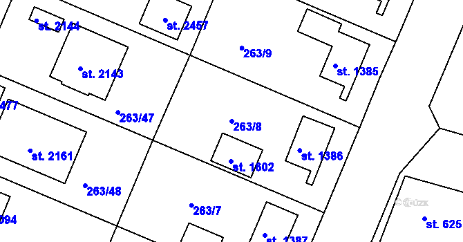 Parcela st. 263/8 v KÚ Český Brod, Katastrální mapa