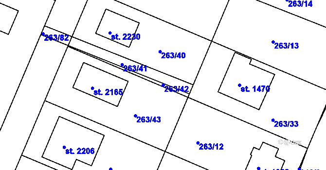 Parcela st. 263/42 v KÚ Český Brod, Katastrální mapa