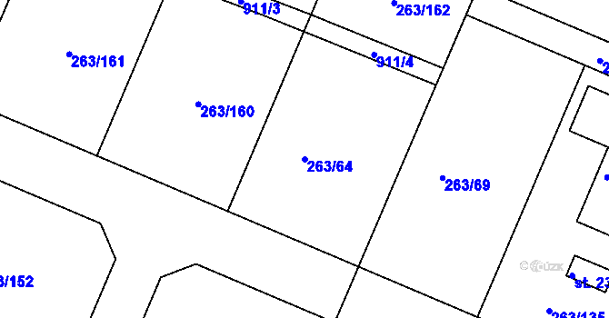 Parcela st. 263/64 v KÚ Český Brod, Katastrální mapa