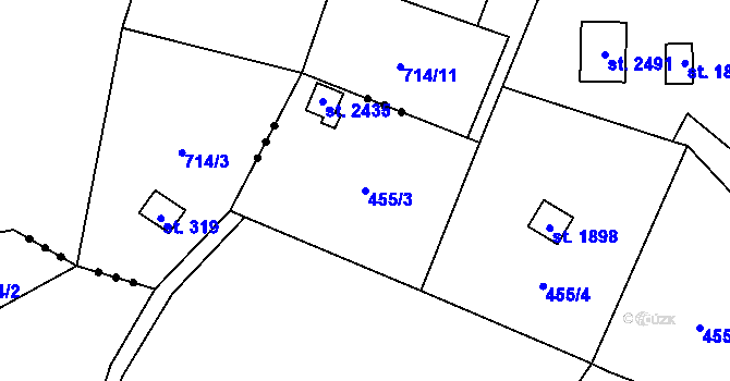 Parcela st. 455/3 v KÚ Český Brod, Katastrální mapa