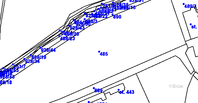 Parcela st. 485 v KÚ Český Brod, Katastrální mapa