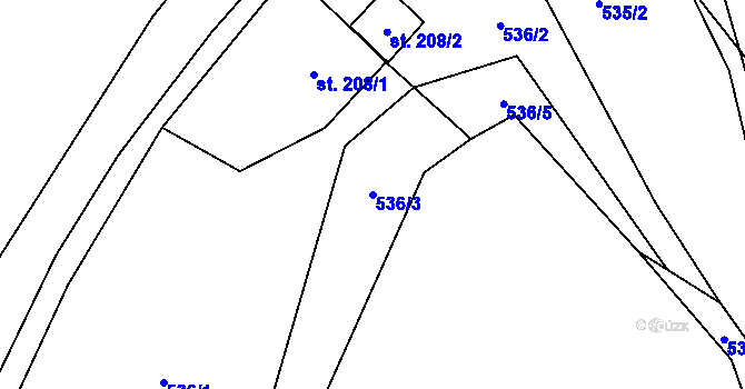 Parcela st. 536/3 v KÚ Český Brod, Katastrální mapa