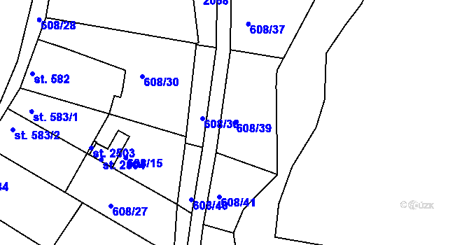 Parcela st. 608/39 v KÚ Český Brod, Katastrální mapa