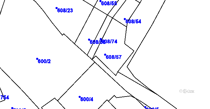 Parcela st. 608/57 v KÚ Český Brod, Katastrální mapa