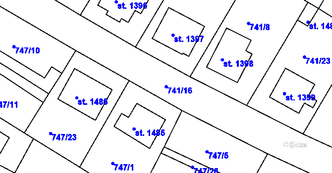 Parcela st. 741/16 v KÚ Český Brod, Katastrální mapa