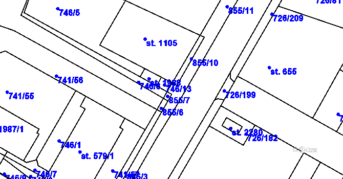 Parcela st. 855/2 v KÚ Český Brod, Katastrální mapa