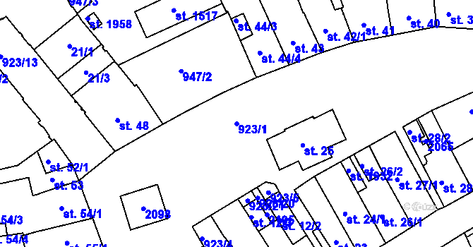 Parcela st. 923/1 v KÚ Český Brod, Katastrální mapa