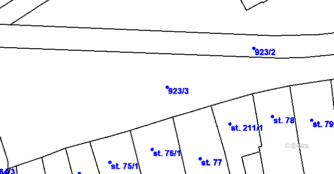 Parcela st. 923/3 v KÚ Český Brod, Katastrální mapa