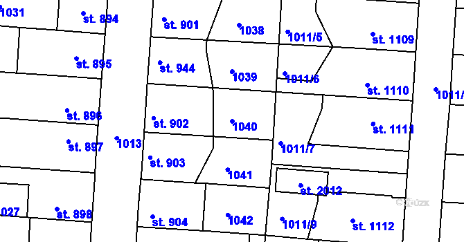 Parcela st. 1040 v KÚ Český Brod, Katastrální mapa