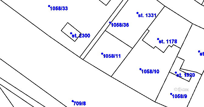 Parcela st. 1058/11 v KÚ Český Brod, Katastrální mapa