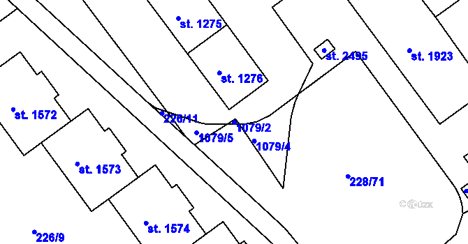 Parcela st. 1079/2 v KÚ Český Brod, Katastrální mapa