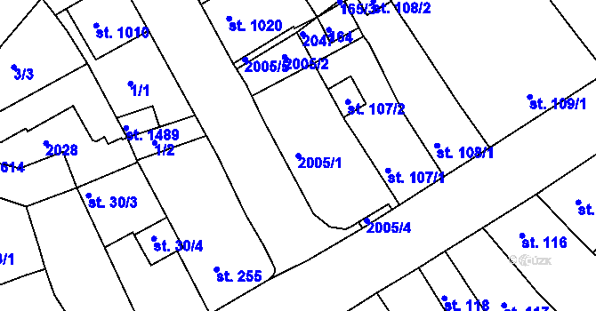 Parcela st. 2005/1 v KÚ Český Brod, Katastrální mapa