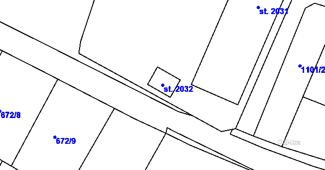 Parcela st. 2032 v KÚ Český Brod, Katastrální mapa