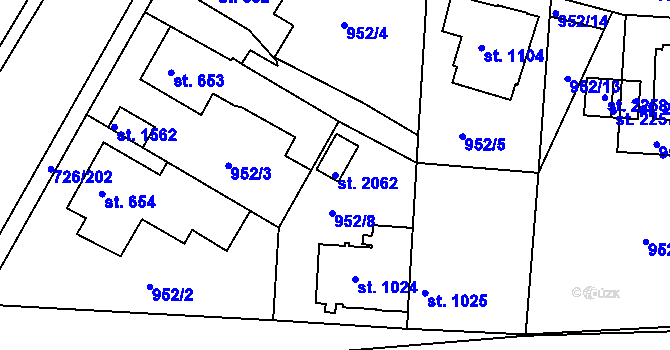 Parcela st. 2062 v KÚ Český Brod, Katastrální mapa