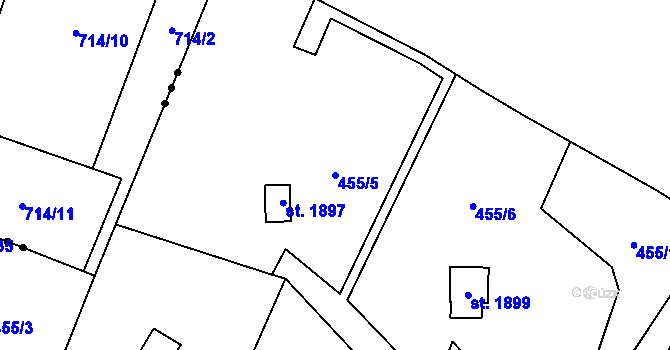 Parcela st. 455/5 v KÚ Český Brod, Katastrální mapa