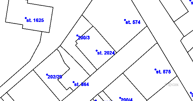 Parcela st. 2024 v KÚ Český Brod, Katastrální mapa