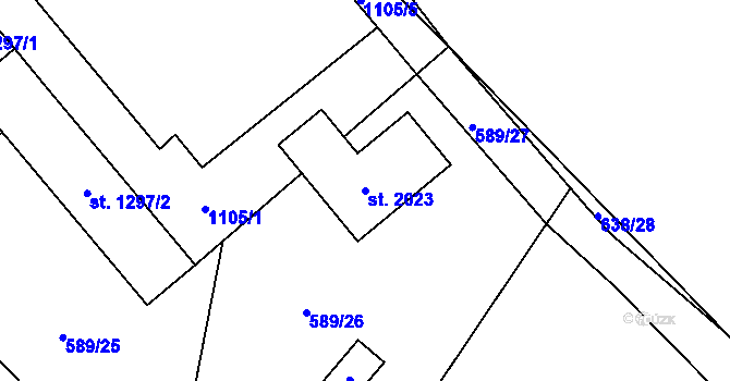 Parcela st. 2023 v KÚ Český Brod, Katastrální mapa