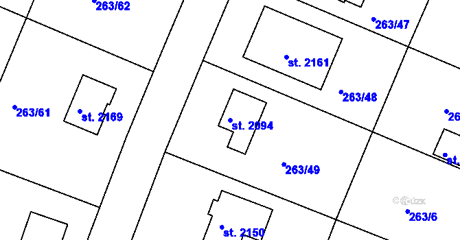 Parcela st. 2094 v KÚ Český Brod, Katastrální mapa