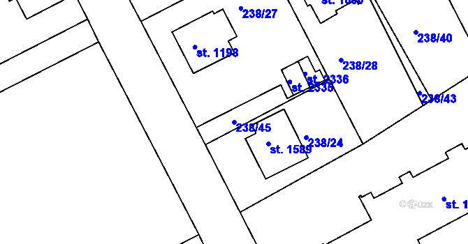 Parcela st. 238/45 v KÚ Český Brod, Katastrální mapa
