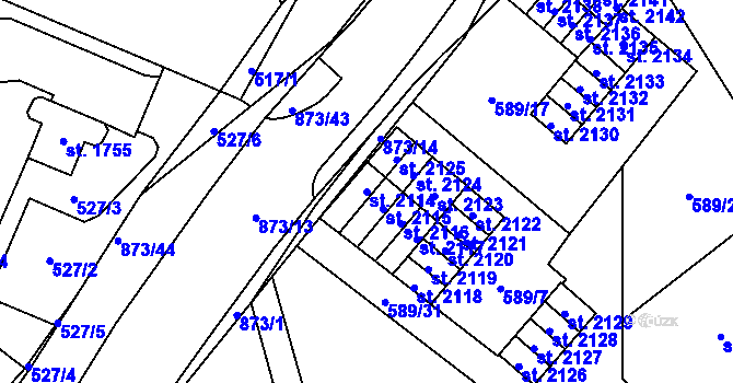 Parcela st. 2114 v KÚ Český Brod, Katastrální mapa