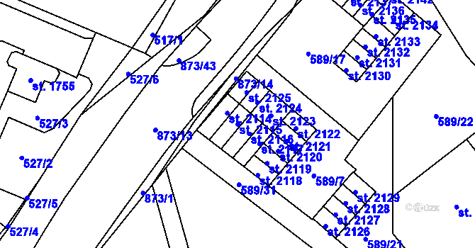 Parcela st. 2115 v KÚ Český Brod, Katastrální mapa